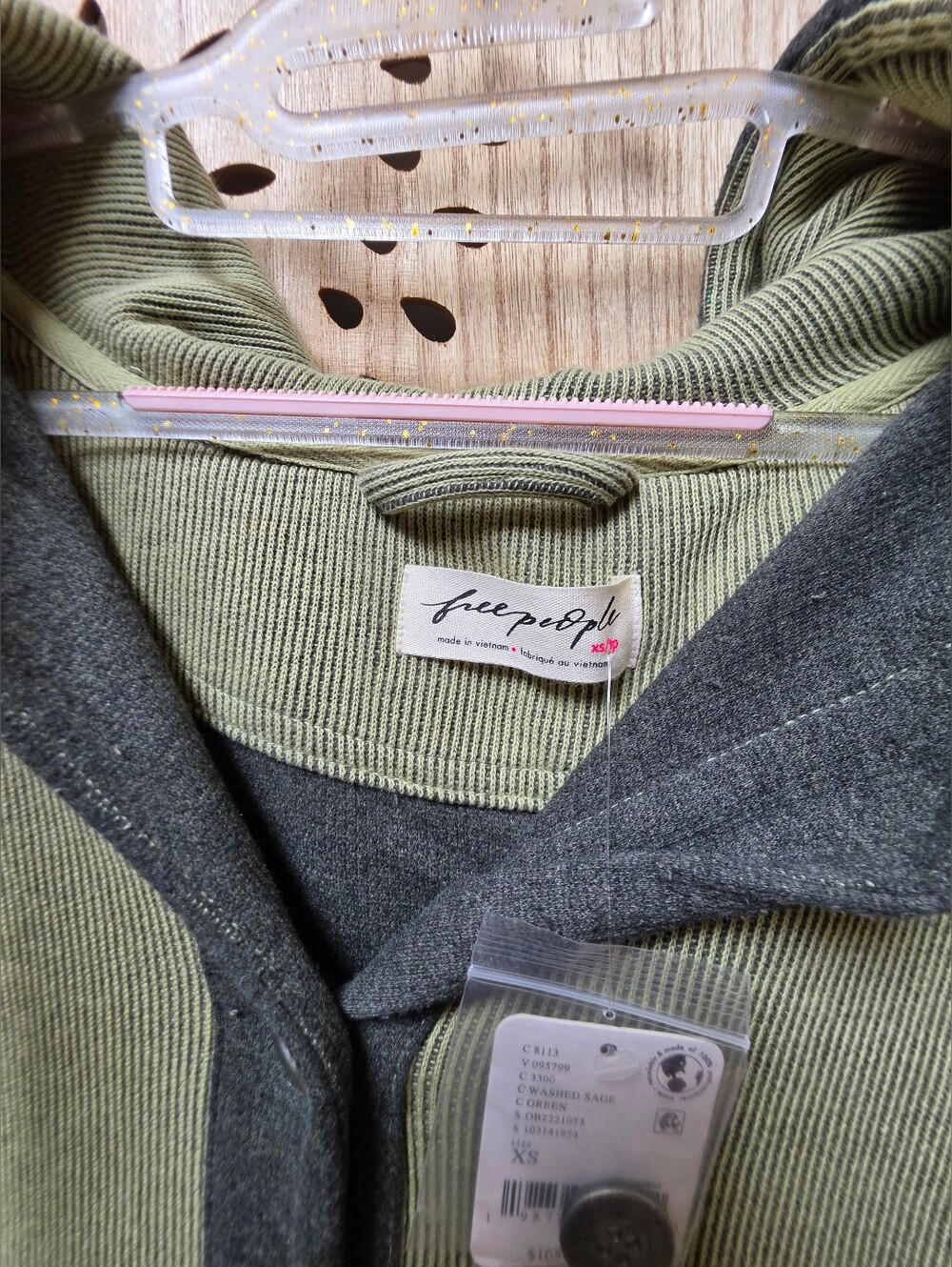 NWT Tomorrow's Sweatshirt Cardigan by Free People Sage Green - Picture 5 of 10